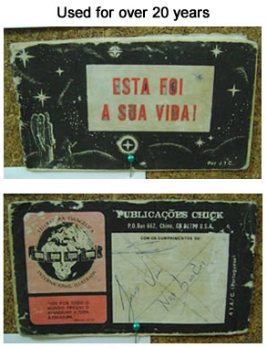 Front and back picture of the Portuguese tract.