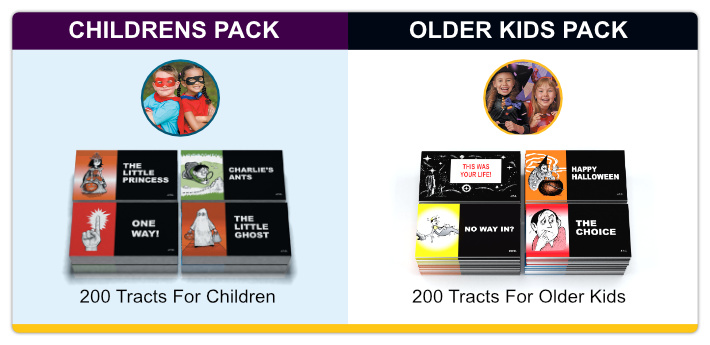Halloween packs for children, kids, and teens. Buy 2 or more and save 26%.