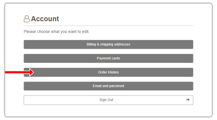 Select Order History in Your Account