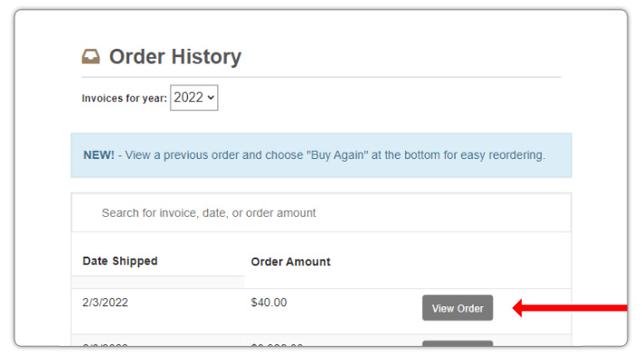 Choose a Past Order To View