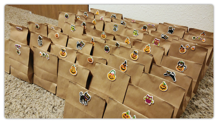 Treat bags prepared early make them so easy to give out!